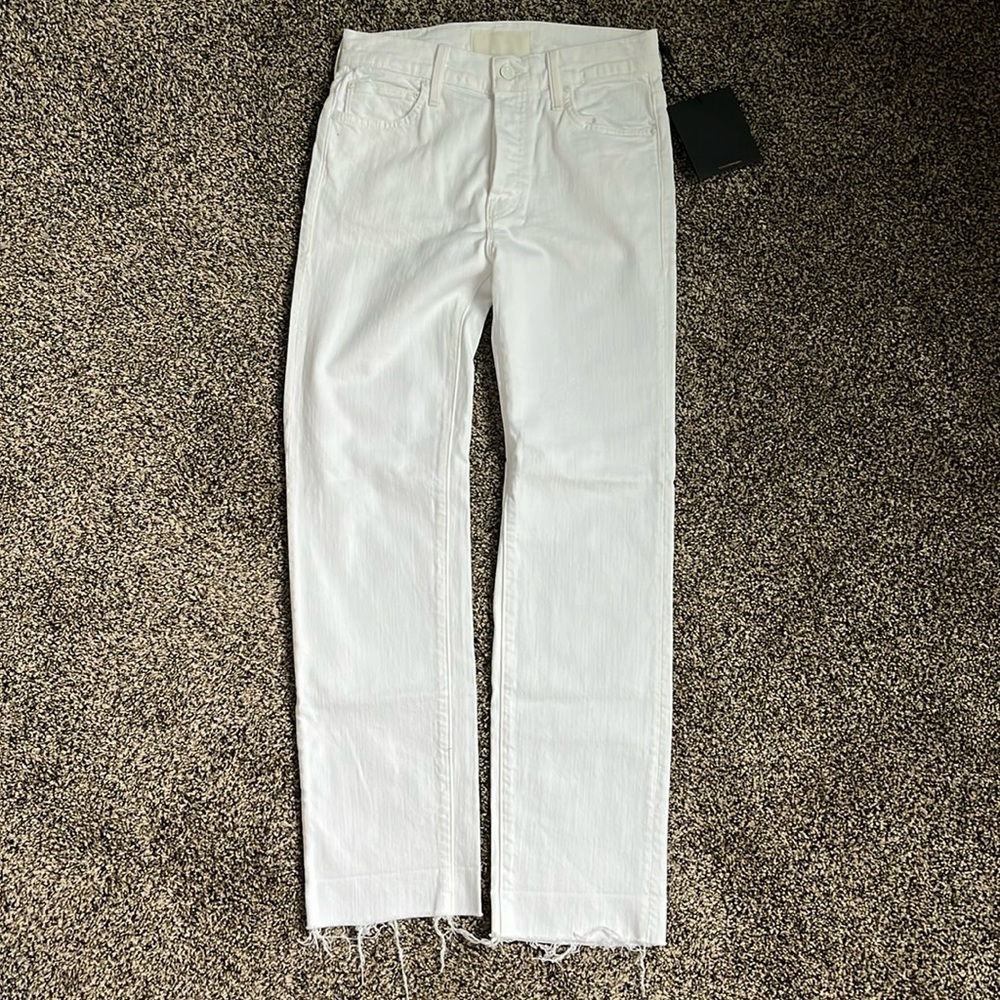 Mother Superior Jean The Scrapper Cuff Ankle Fray White Jean, like new